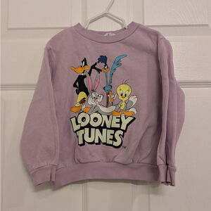 Girls H&M Looney Tunes crewneck Sweatshirt 3T Purple Multicolor